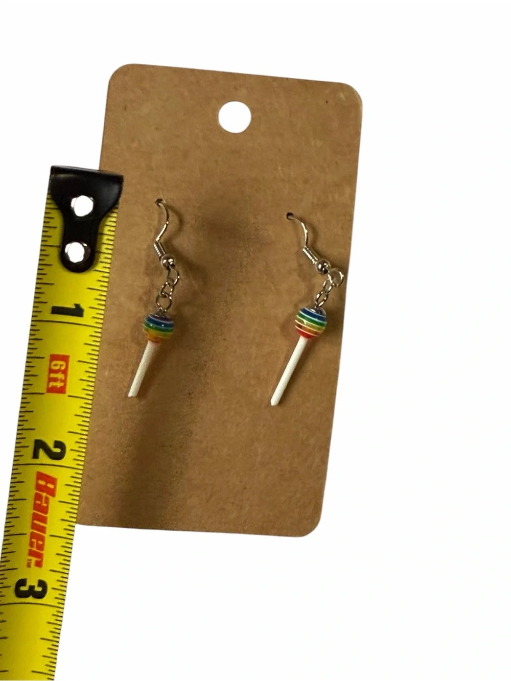 Rainbow Lollipop Dangle Earrings - Gold Hooks